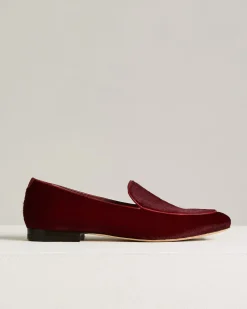 LOAFERS IN CALFHAIR BURGUNDY WITH RED TRIM