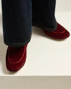 LOAFERS IN CALFHAIR BURGUNDY WITH RED TRIM