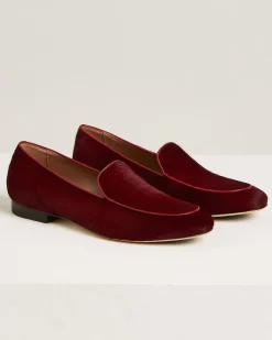 LOAFERS IN CALFHAIR BURGUNDY WITH RED TRIM