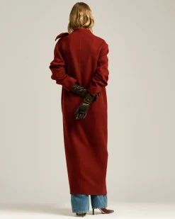 LONG BROWN LEATHER GLOVES WITH PURE CASHMERE LINING