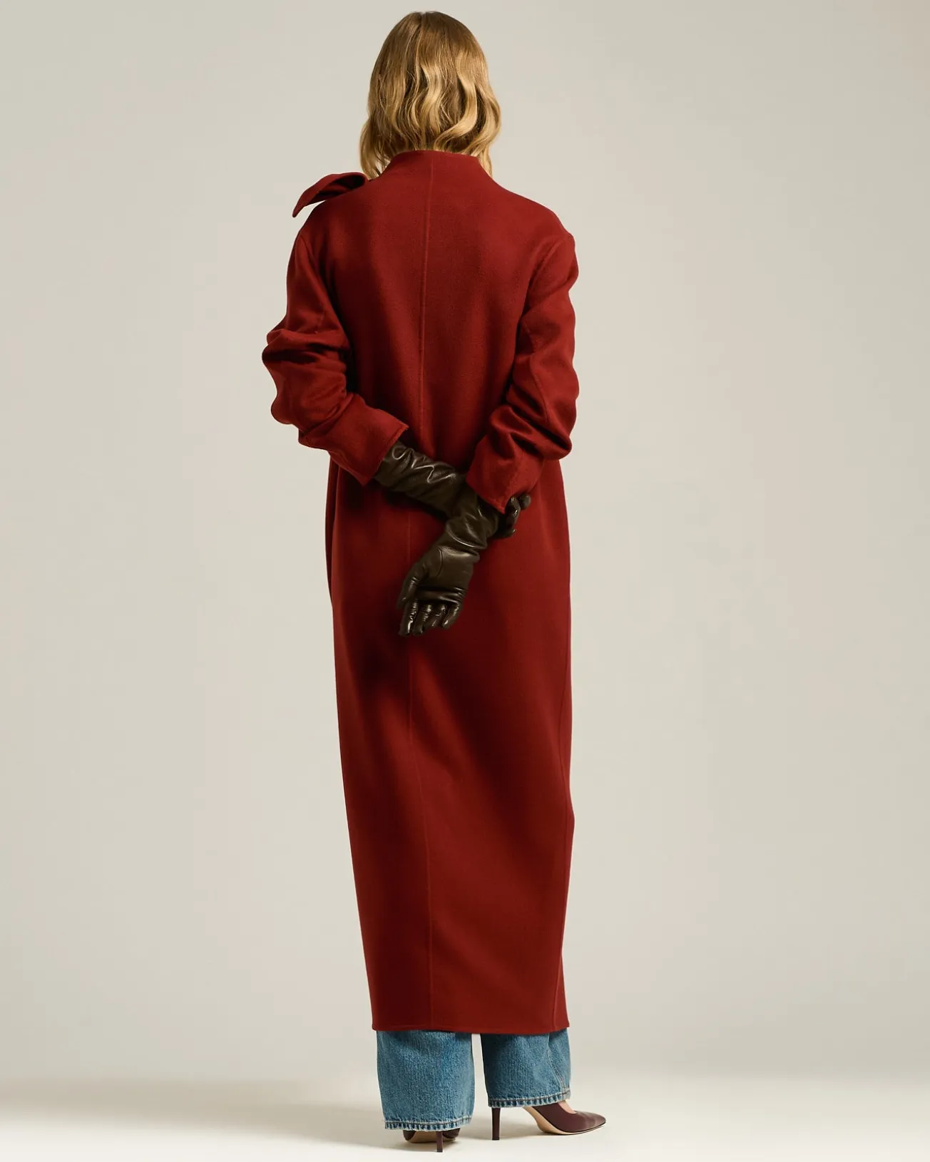 LONG BROWN LEATHER GLOVES WITH PURE CASHMERE LINING