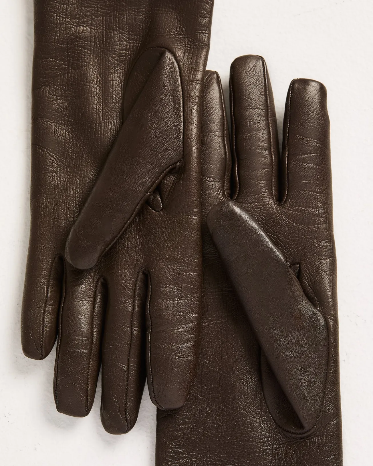 LONG BROWN LEATHER GLOVES WITH PURE CASHMERE LINING