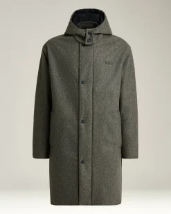 LONG OVERCOAT WITH HOOD IN PURE VIRGIN WOOL GREY