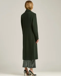 LONG SINGLE-BREASTED COAT IN PURE CASHMERE DARK GREEN