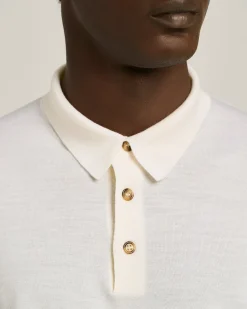 LONG SLEEVE POLO IN PURE VIRGIN WOOL WHITE