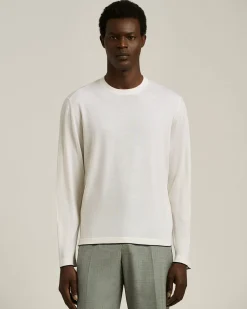 LONG SLEEVE T-SHIRT IN EXTRA FINE VIRGIN WOOL WHITE