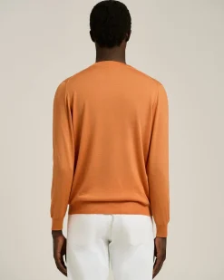 MANGO ORANGE V-NECK SWEATER IN CASHMERE AND SILK