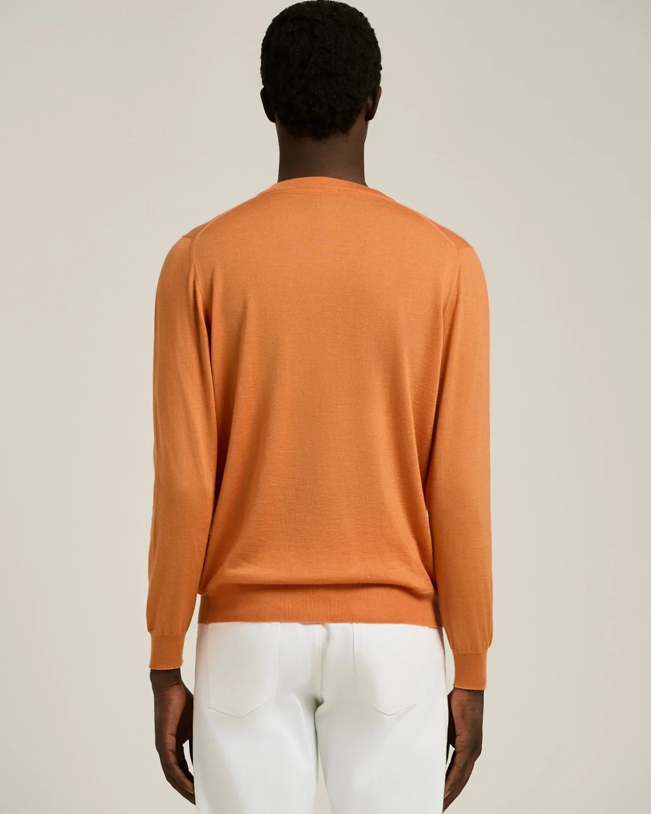 MANGO ORANGE V-NECK SWEATER IN CASHMERE AND SILK