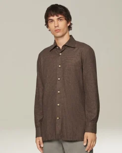‘NERANO’ HOUNDSTOOTH FLANNEL SHIRT