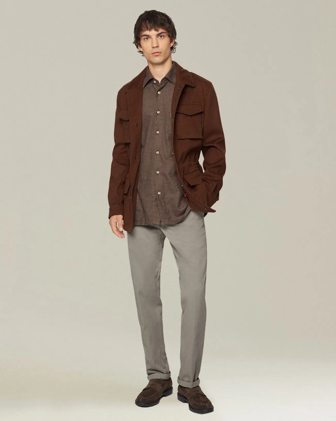 ‘NERANO’ HOUNDSTOOTH FLANNEL SHIRT