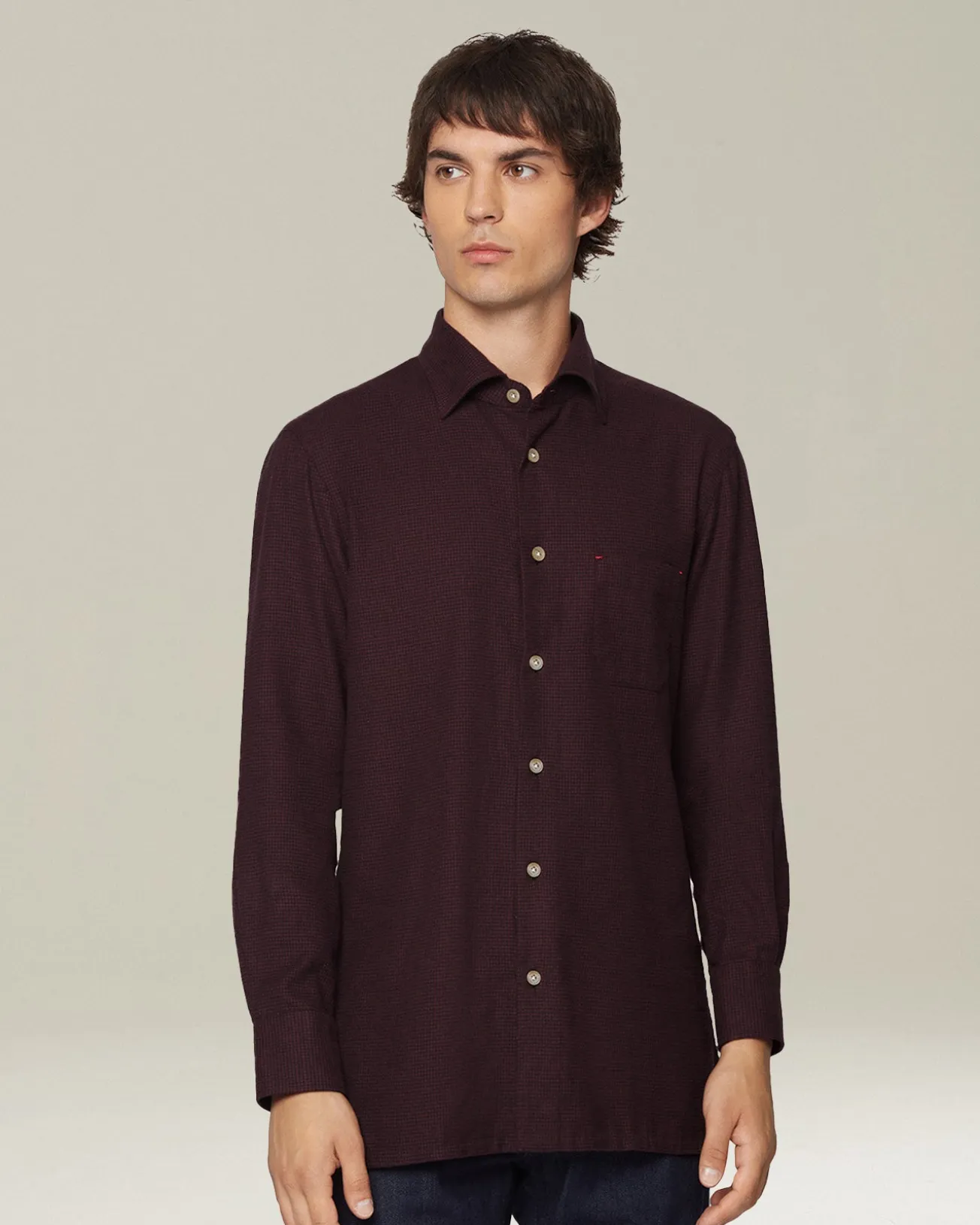 ‘NERANO’ HOUNDSTOOTH FLANNEL SHIRT