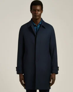 OVERCOAT IN NAVY WOOL AND CASHMERE BLEND