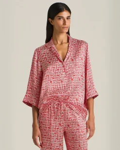 OVERSIZED SILK BLOUSE WITH SCARLET STAIRS PATTERN