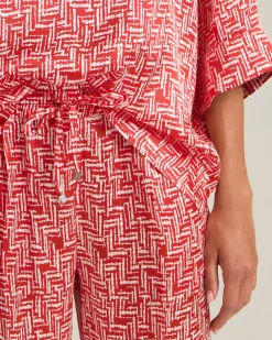 OVERSIZED SILK BLOUSE WITH SCARLET STAIRS PATTERN