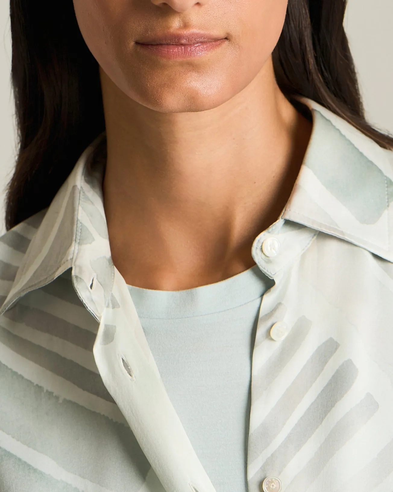 OVERSIZED SILK SHIRT WITH ETHNIC BRUSH PATTERN