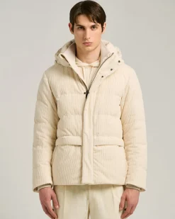 PADDED BOMBER IN IVORY CORDUROY