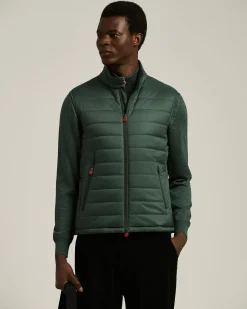 PADDED GILET IN DARK GREEN TECHNICAL FABRIC