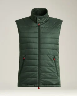 PADDED GILET IN DARK GREEN TECHNICAL FABRIC