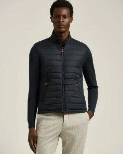 PADDED GILET IN NAVY TECHNICAL FABRIC