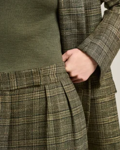 PALAZZO TROUSERS IN PURE VISCOSE GREEN CHECKED