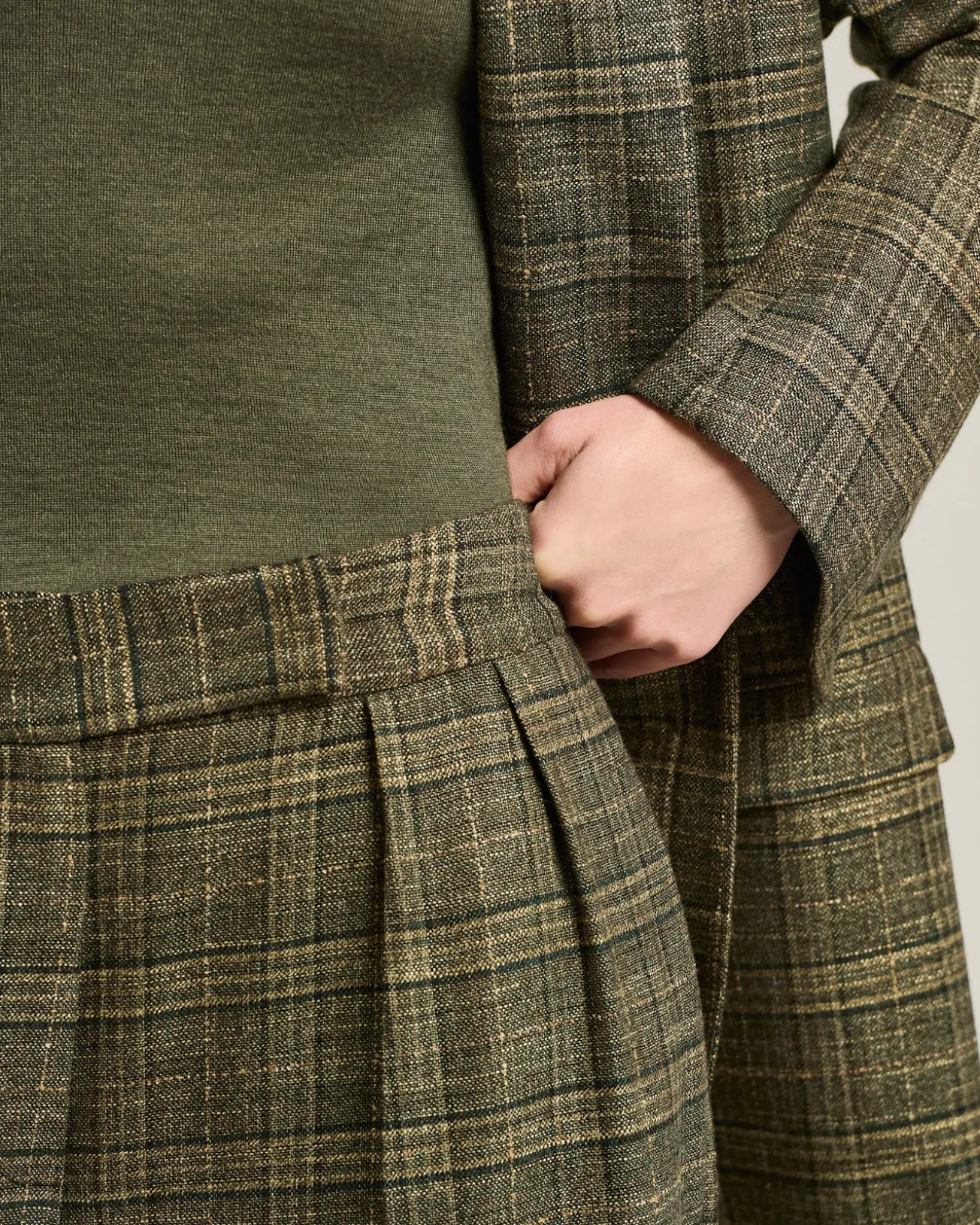 PALAZZO TROUSERS IN PURE VISCOSE GREEN CHECKED