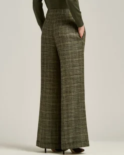 PALAZZO TROUSERS IN PURE VISCOSE GREEN CHECKED