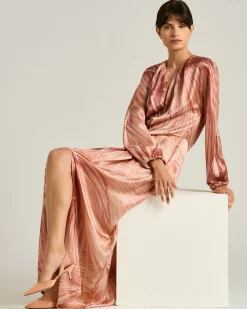 PINK SILK SATIN DRESS WITH BACK OPENING