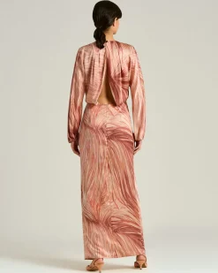 PINK SILK SATIN DRESS WITH BACK OPENING