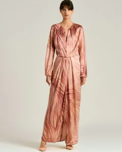 PINK SILK SATIN DRESS WITH BACK OPENING