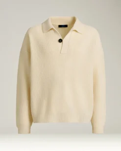 POLO IN PURE VIRGIN WOOL ENGLISH RIB IVORY