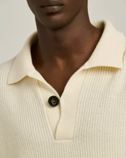 POLO IN PURE VIRGIN WOOL ENGLISH RIB IVORY