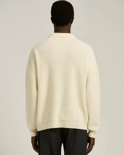 POLO IN PURE VIRGIN WOOL ENGLISH RIB IVORY