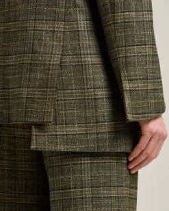 PRINCE OF WALES BLAZER IN VISCOSE GREEN AND BEIGE