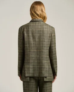 PRINCE OF WALES BLAZER IN VISCOSE GREEN AND BEIGE