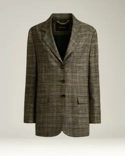 PRINCE OF WALES BLAZER IN VISCOSE GREEN AND BEIGE