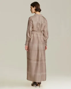 PRINTED SILK CADY SHIRT DRESS