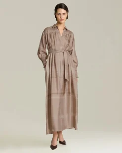 PRINTED SILK CADY SHIRT DRESS