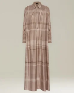 PRINTED SILK CADY SHIRT DRESS