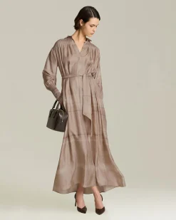 PRINTED SILK CADY SHIRT DRESS