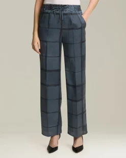PRINTED SILK DRAWSTRING TROUSERS
