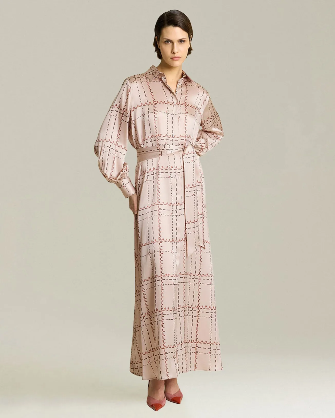 PRINTED SILK SHIRT DRESS