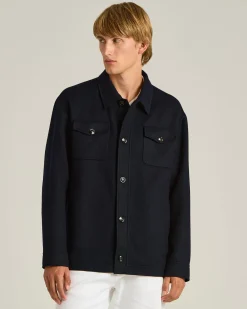 PURE CASHMERE SHIRT JACKET NAVY BLUE