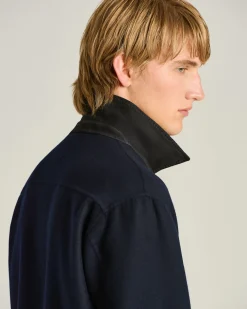 PURE CASHMERE SHIRT JACKET NAVY BLUE
