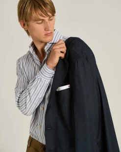 PURE CASHMERE SINGLE-BREASTED JACKET IN BLUE