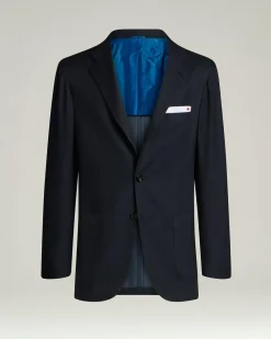 PURE CASHMERE SINGLE-BREASTED JACKET IN BLUE