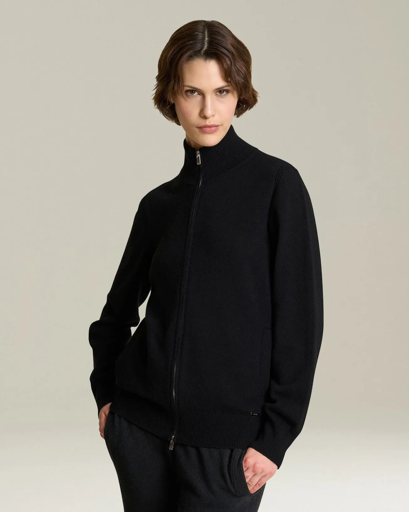 PURE CASHMERE ZIP-UP CARDIGAN