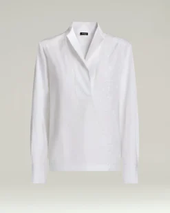 PURE COTTON SHIRT WITH TONAL EMBROIDERY IN WHITE