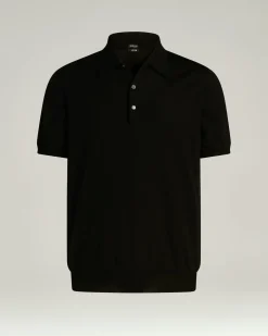 PURE COTTON SHORT-SLEEVED CREWNECK SWEATER IN BLACK