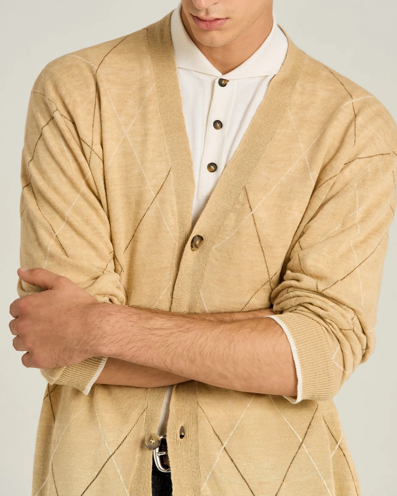 PURE LINEN CARDIGAN IN BEIGE