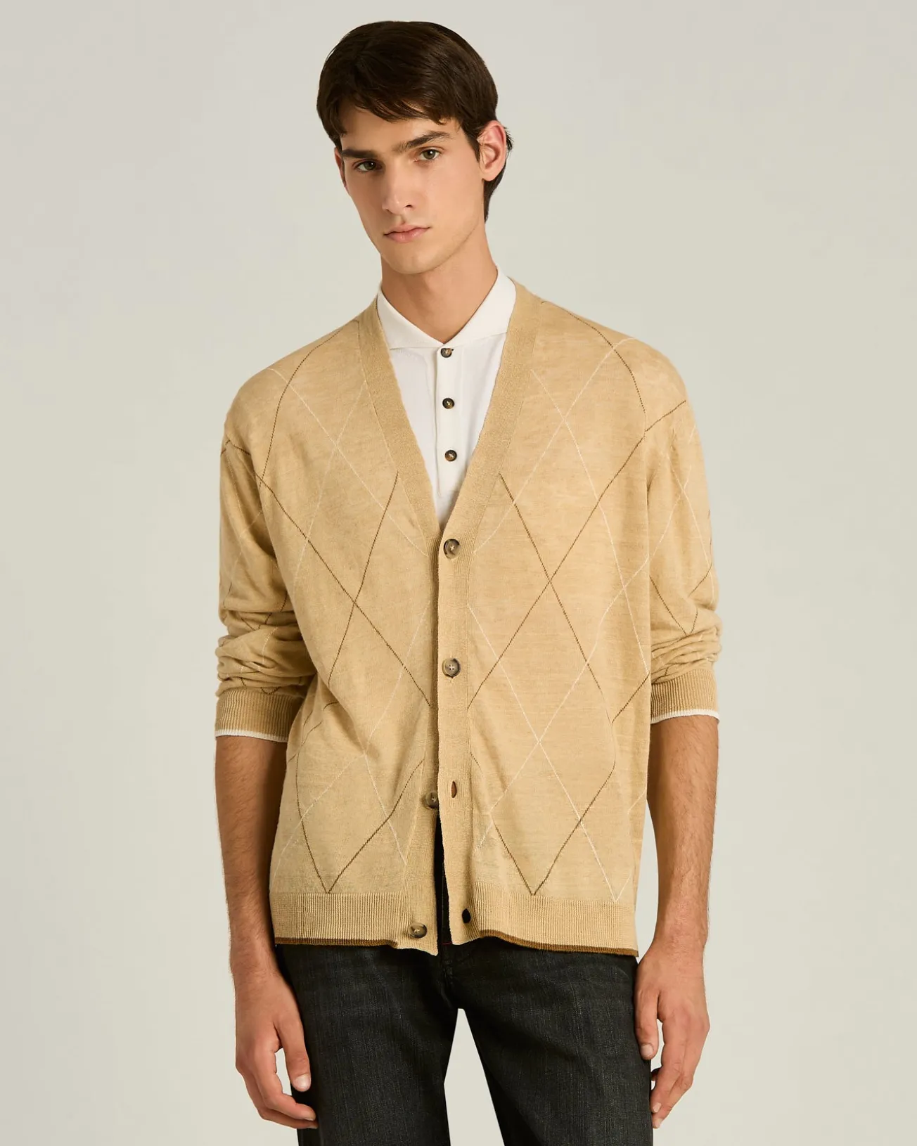 PURE LINEN CARDIGAN IN BEIGE